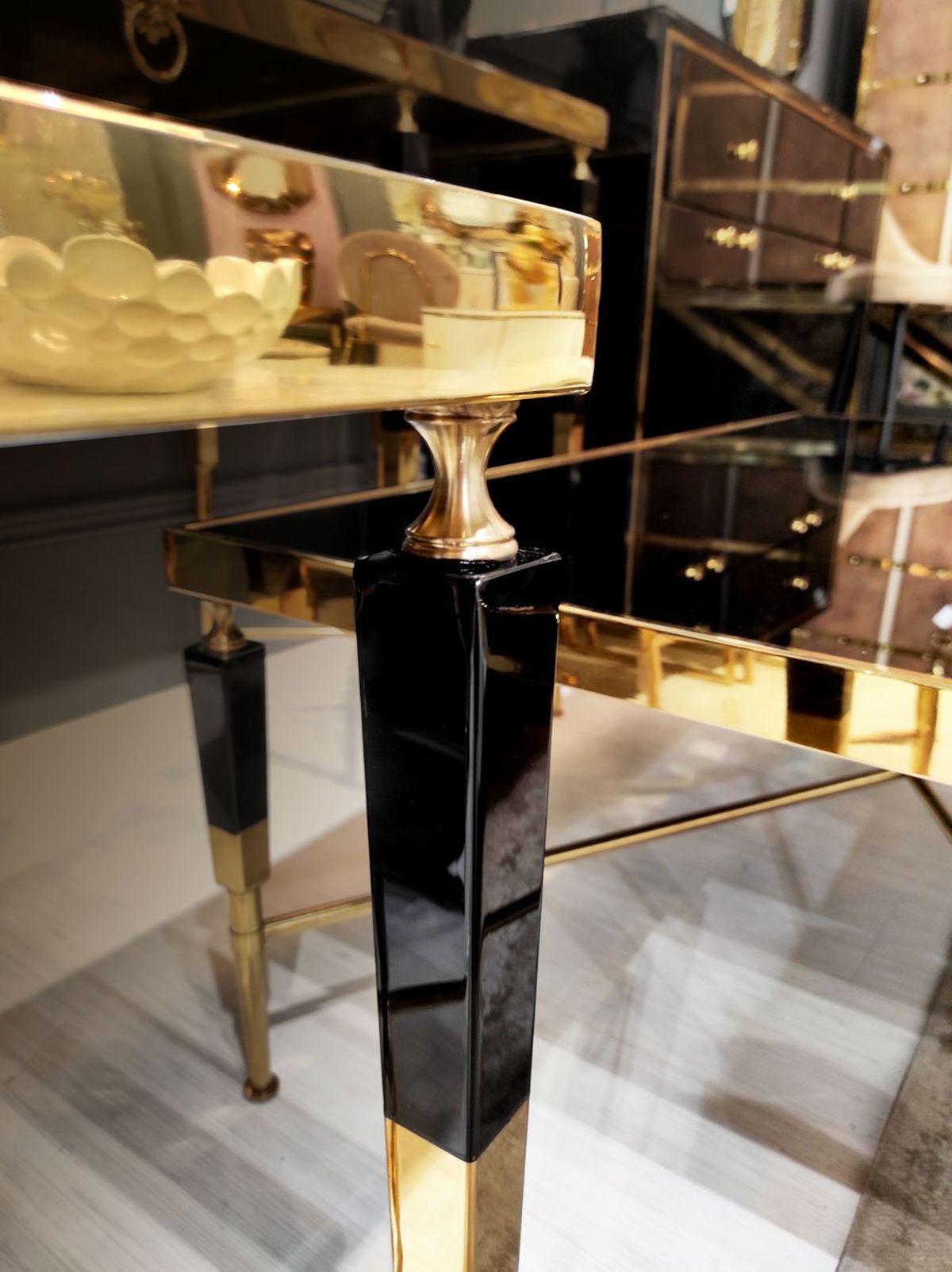 KONSOLA MODERN LEW 140 CM CZARNY / ZŁOTY / ART