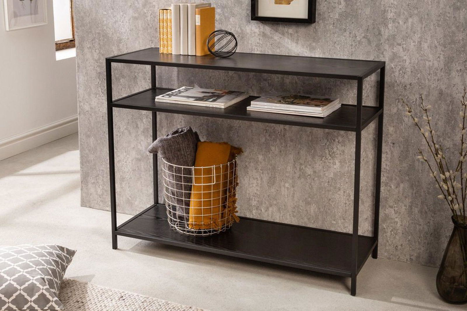 KONSOLA SLIM LINE OPTYKA JESION CZARNY / 42015 / INVICTA INTERIOR