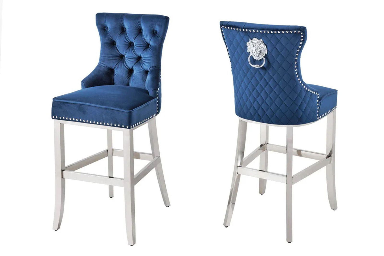 KRZESŁO BAROWE / HOKER CASTLE DELUXE NIEBIESKI AKSAMIT / 43214 / INVICTA INTERIOR
