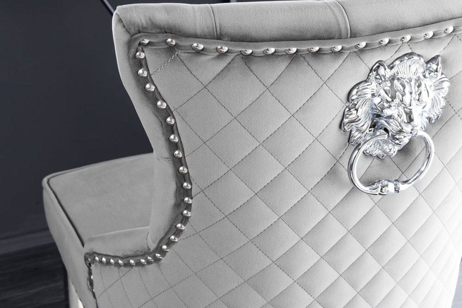 KRZESŁO BAROWE / HOKER CASTLE DELUXE SZARY AKSAMIT  / 43213 / INVICTA INTERIOR