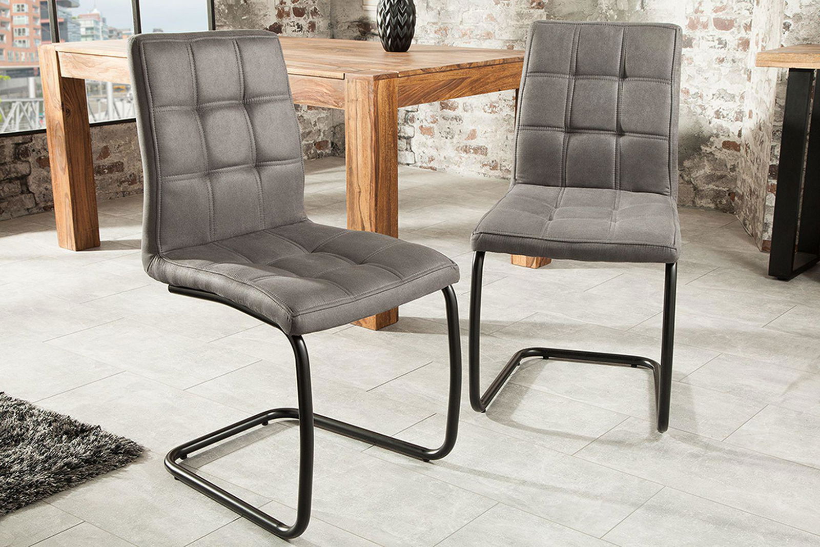 KRZESŁO NA PŁOZIE MODENA SZARE / 38616 / INVICTA INTERIOR