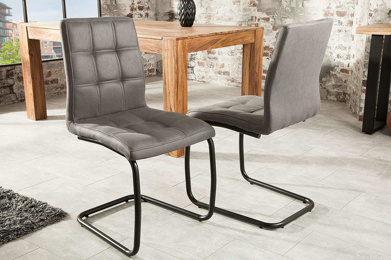 KRZESŁO NA PŁOZIE MODENA SZARE / 38616 / INVICTA INTERIOR