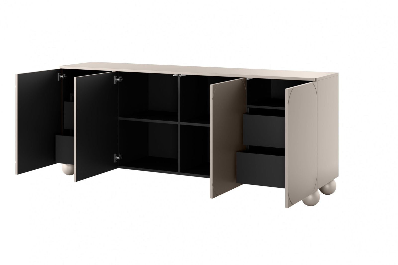 Komoda Sonatia II 200 cm czterodrzwiowa z czterema ukrytymi szufladami - kaszmir