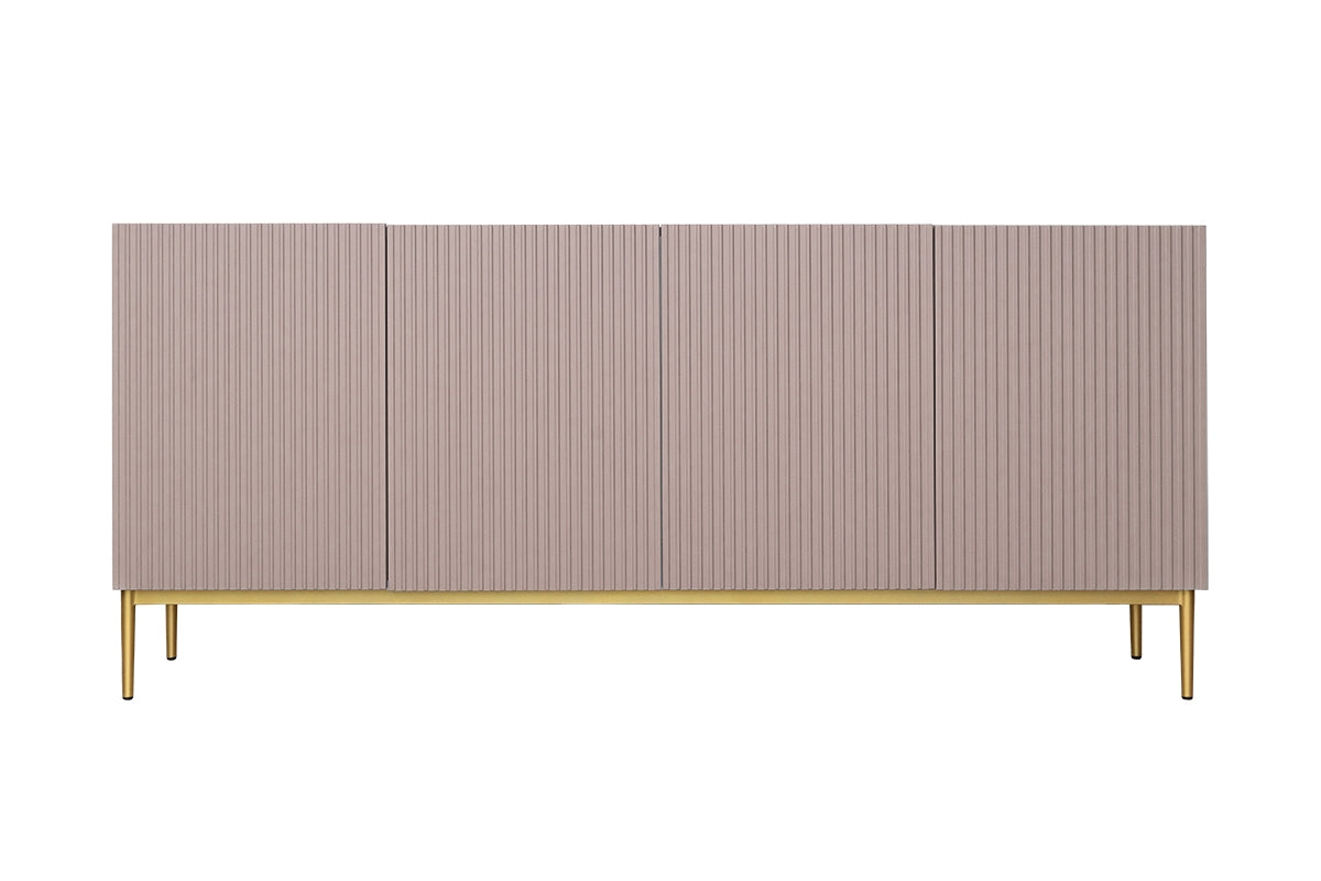 Komoda czterodrzwiowa na metalowych nogach Nicole 200 cm - antyczny róż / złote nóżki