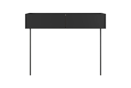 Konsola / toaletka Desin z szufladami i metalowymi nogami 100 cm - czarny mat / dąb nagano