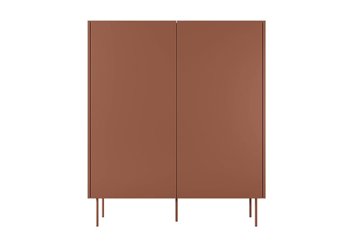 Kredens Desin z ukrytymi szufladami i metalowymi nogami 120 cm - ceramic red / dąb nagano