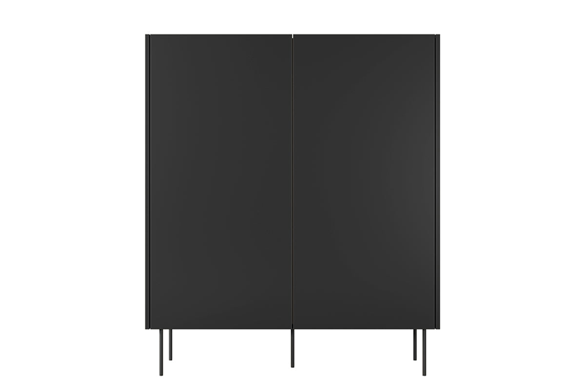 Kredens Desin z ukrytymi szufladami i metalowymi nogami 120 cm - czarny mat / dąb nagano