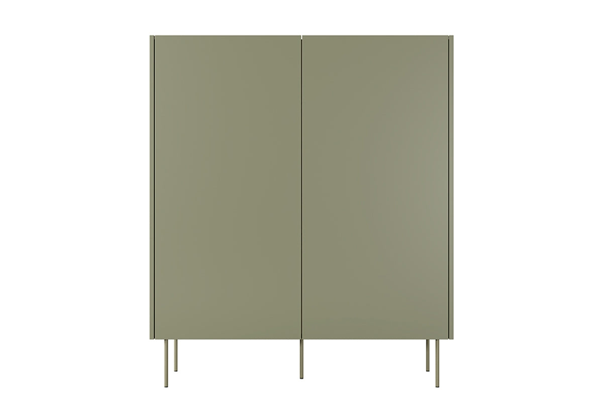 Kredens Desin z ukrytymi szufladami i metalowymi nogami 120 cm - oliwka / dąb nagano