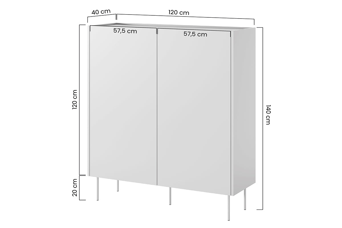 Kredens Desin z ukrytymi szufladami i metalowymi nogami 120 cm - oliwka / dąb nagano