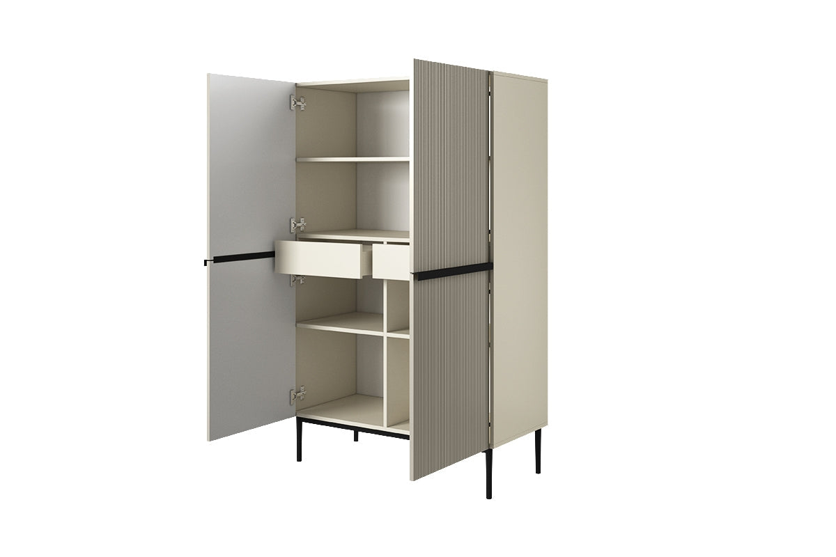 Kredens Nicole z metalowymi uchwytami i nogami 100 cm - kaszmir / czarne nóżki