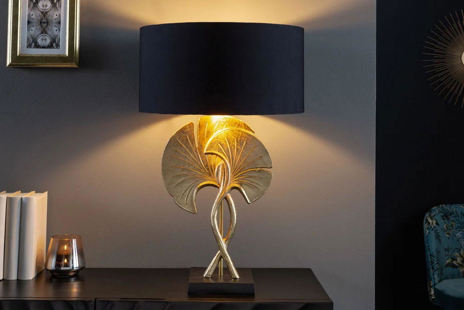 LAMPA STOŁOWA GINGKO ZŁOTY / CZARNY  / 41530    / INVICTA INTERIOR