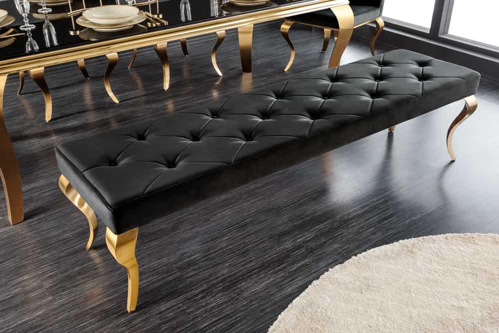 ŁAWKA MODERN BAROCK CZARNA ZŁOTA RAMA / 43386 / INVICTA INTERIOR