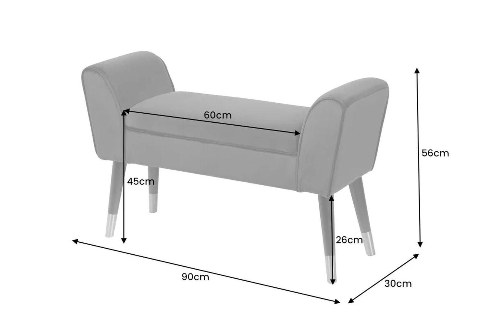 ŁAWKA SCARLETT 90 CM BEŻOWA KAWA / 43279 / INVICTA INTERIOR