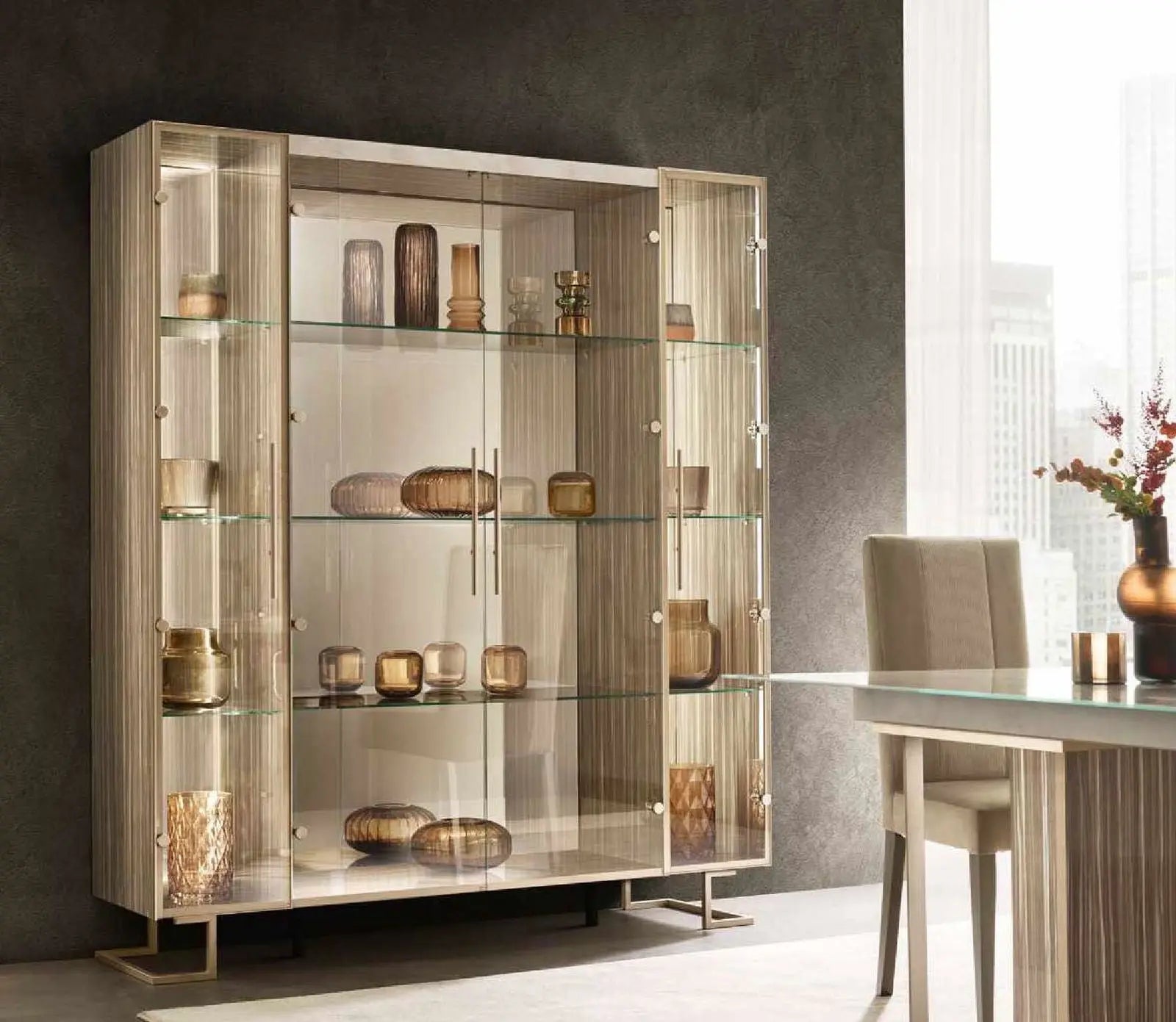 LUCE LIGHT WŁOSKA WITRYNA 4 DRZWIOWA z półkami szklanymi188CM / ADORA / ARREDOCLASSIC