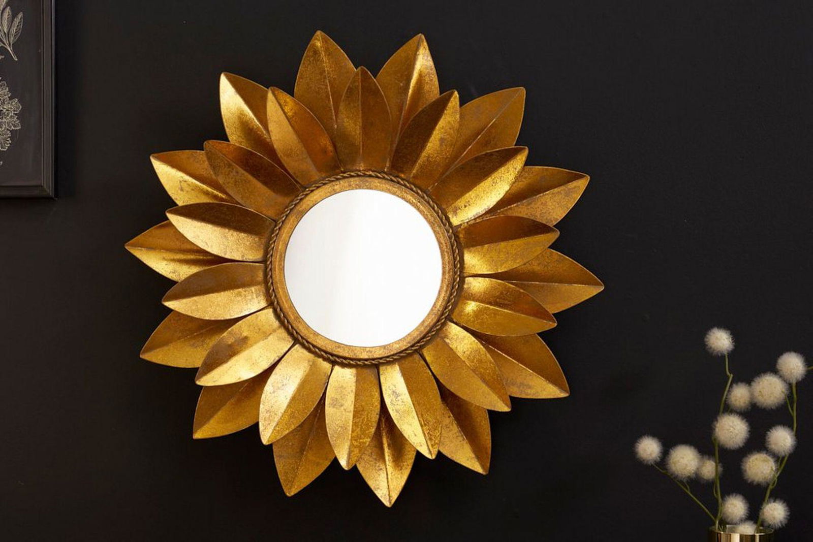 LUSTRO ŚCIENNE SUNFLOWER 60CM ZŁOTY / 41758