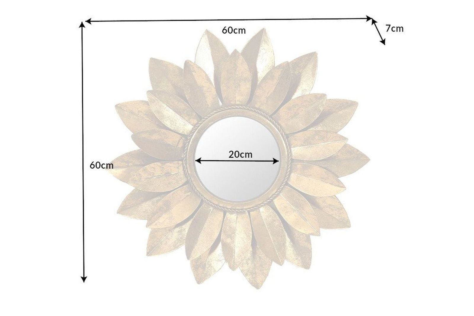 LUSTRO ŚCIENNE SUNFLOWER 60CM ZŁOTY / 41758