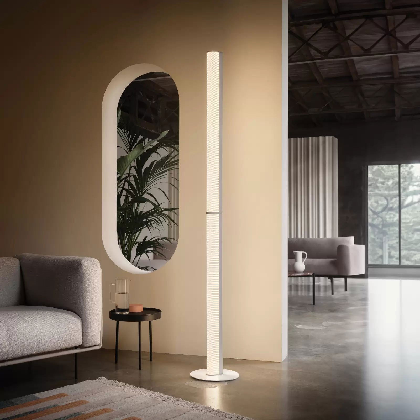 Lampa podłogowa LED Slamp Modula linear, kryształ, jasnoszary