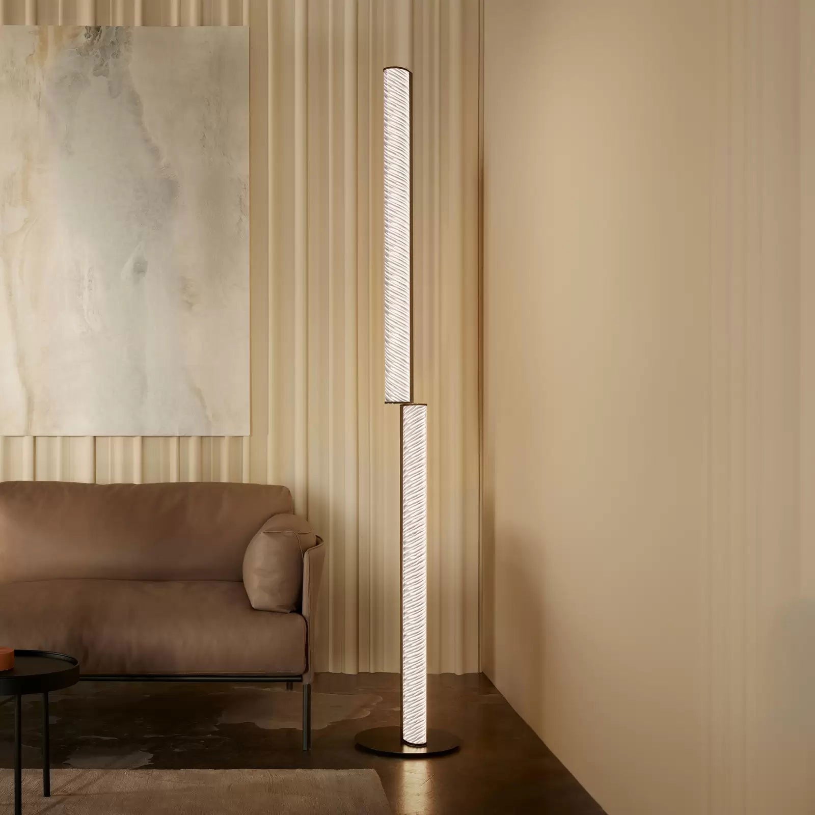 Lampa podłogowa LED Slamp Modula skręcana, plisowana, czarna
