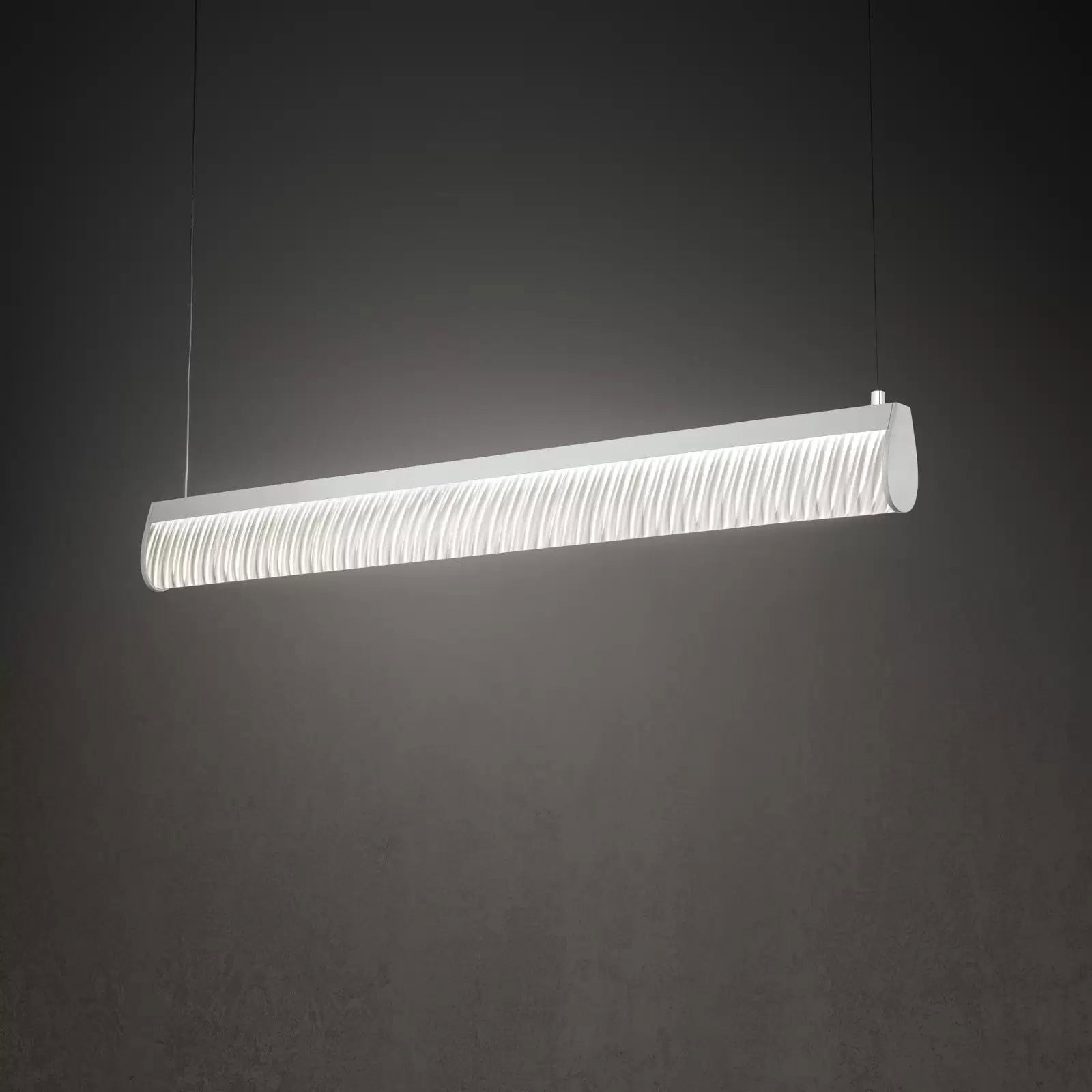 Lampa wisząca LED Modula marki Slamp, plisowana, jasnoszara