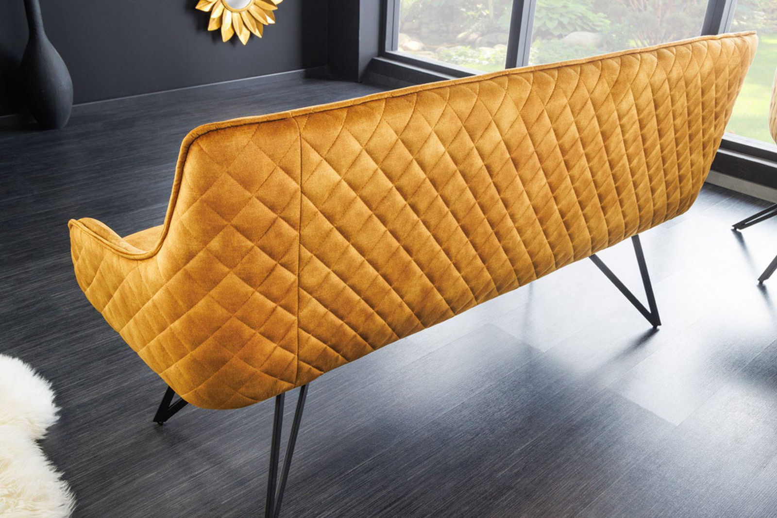 Ławka EUPHORIA AKSAMIT ŻÓŁTY / 43128  / INVICTA INTERIOR