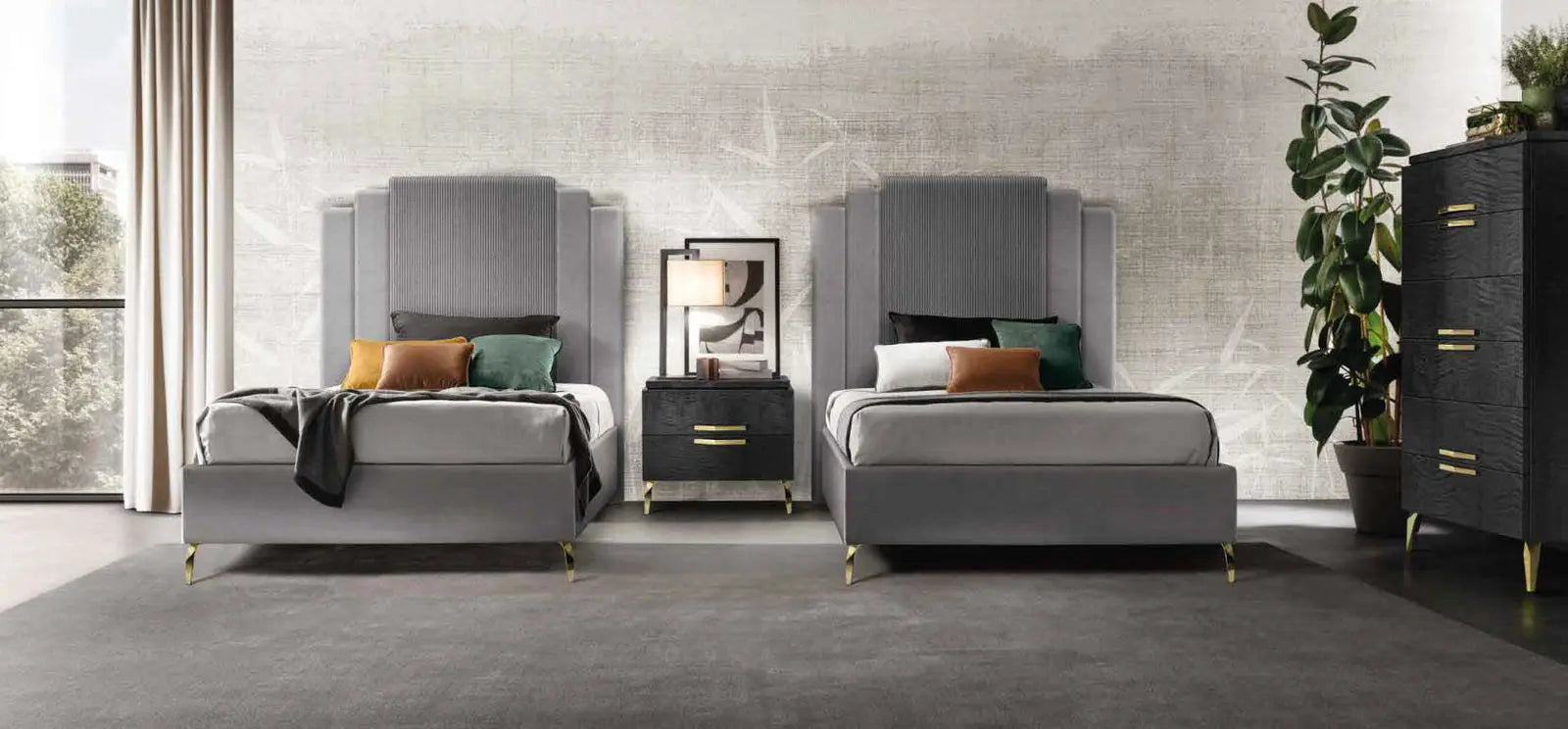 MODERNA GOLD WŁOSKIE ŁÓŻKO TAPICEROWANE TWIN SIZE 110/120 X 190/200CM / ADORA ARREDOCLASSIC