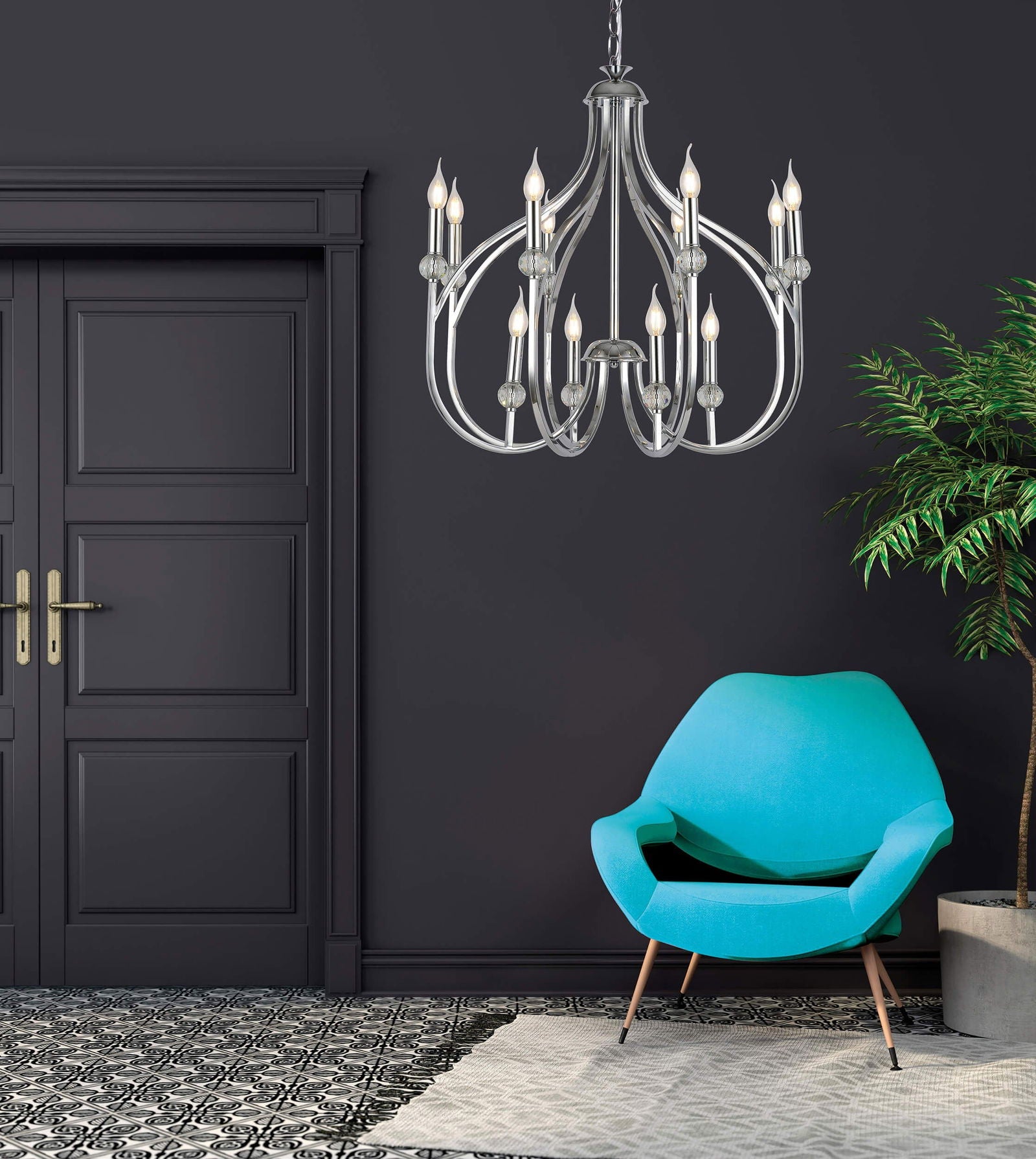 NOWOCZESNA LAMPA WISZĄCA CHROMOWANA ARCHETYPE W12