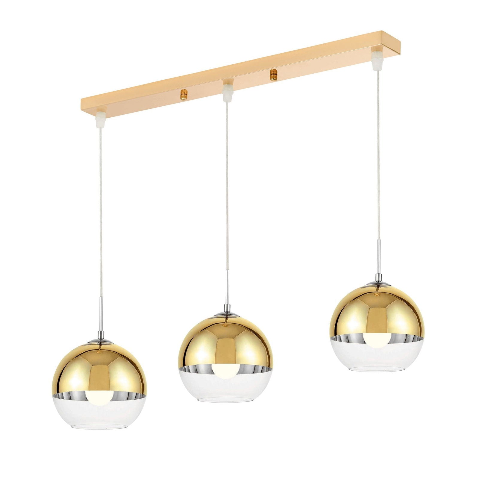 NOWOCZESNA POTRÓJNA LAMPA WISZĄCA ZŁOTA VERONI D20 PRO
