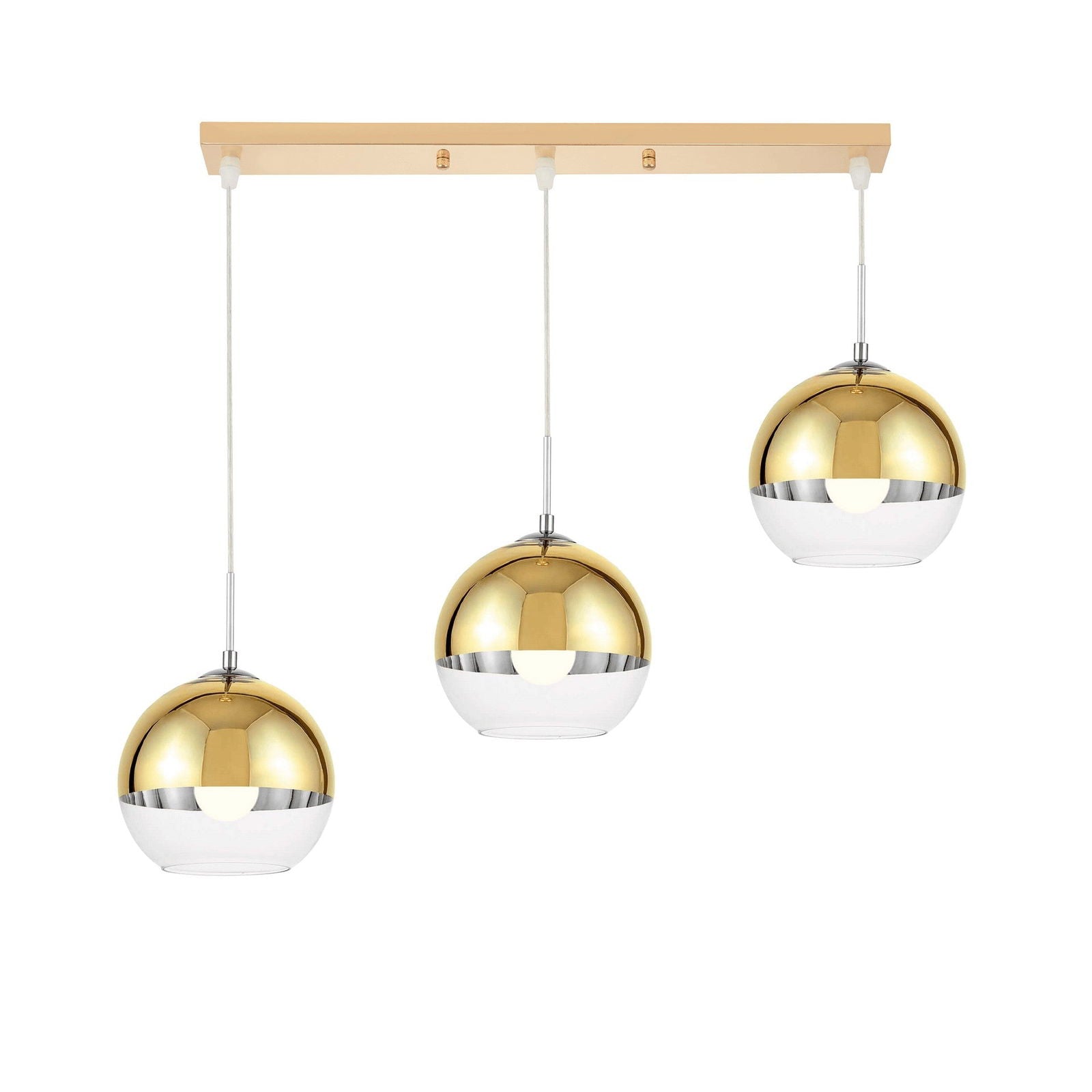 NOWOCZESNA POTRÓJNA LAMPA WISZĄCA ZŁOTA VERONI D20 PRO