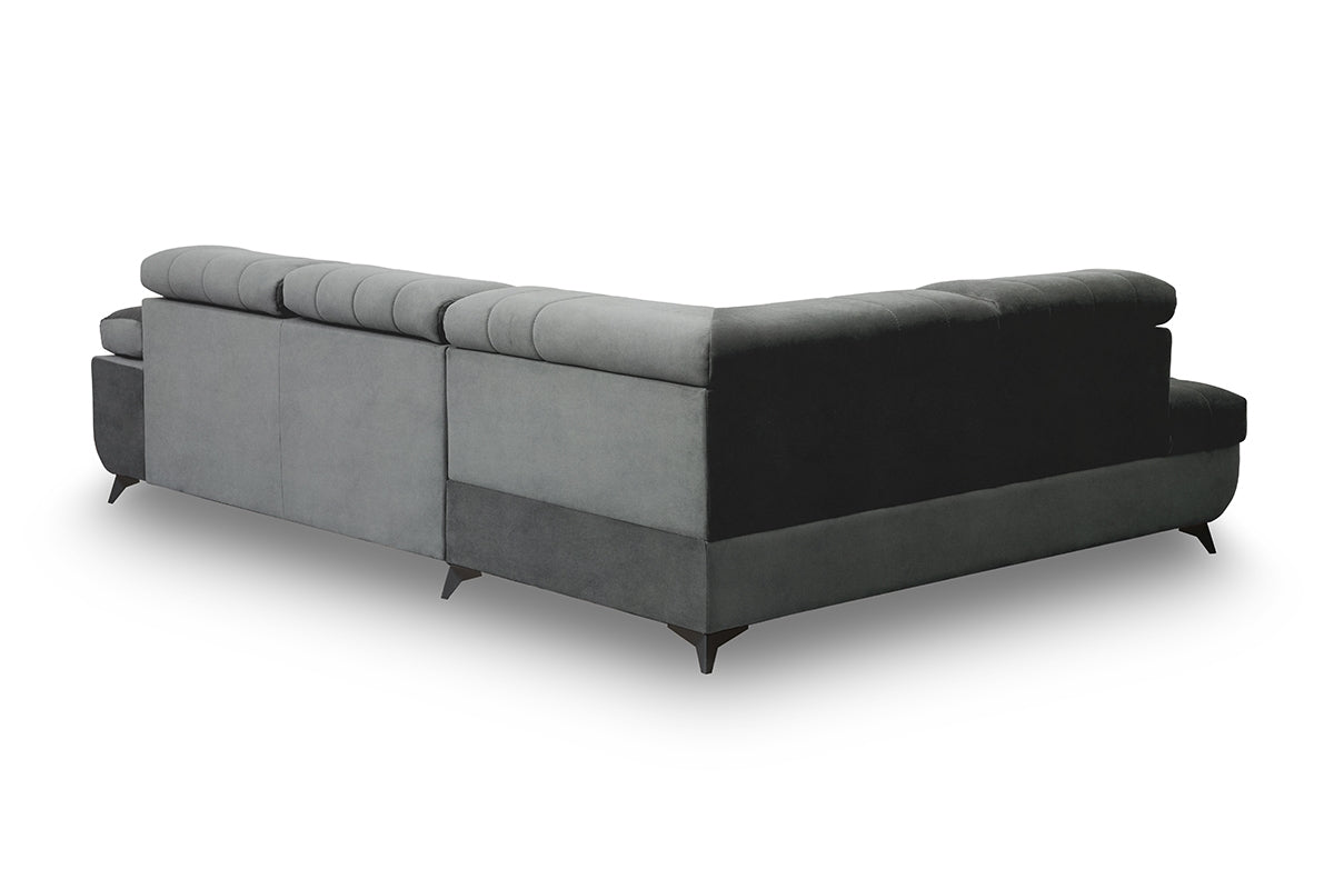 Narożnik do salonu Dragonis lewostronny - grafitowy welur hydrofobowy Zetta 305