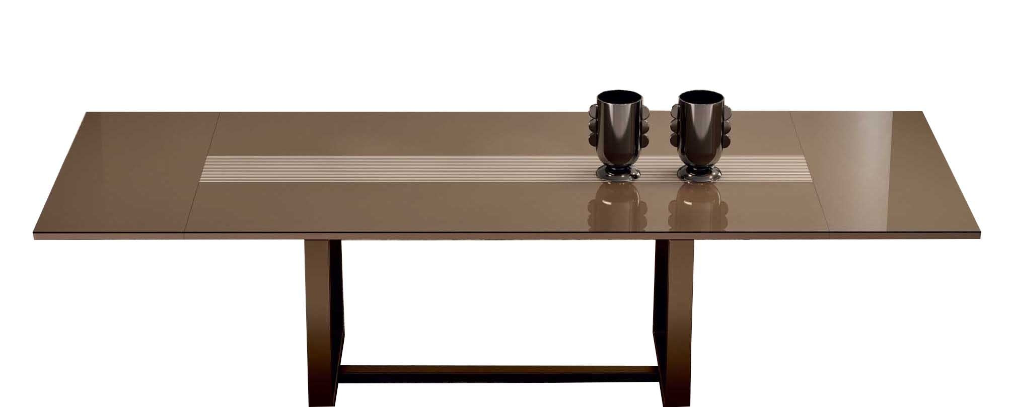 Włoski stół rozkładany Linea w kolorze brązowym z połyskiem – nowoczesny stół do jadalni i salonu z dekoracyjnym pasem