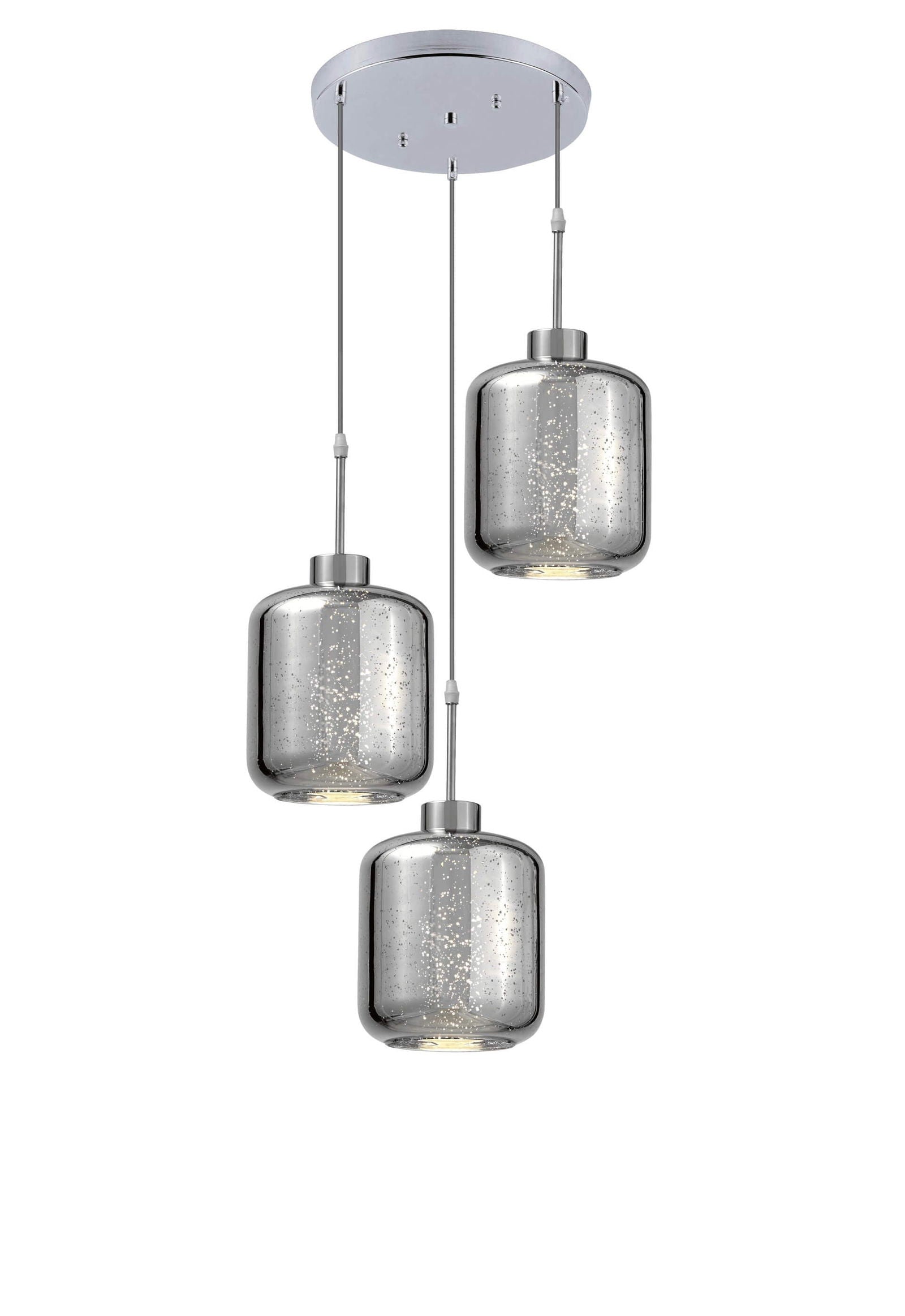 POTRÓJNA NOWOCZESNA LAMPA WISZĄCA ZWIS CHROMOWANA ALACOSMO W3-RD