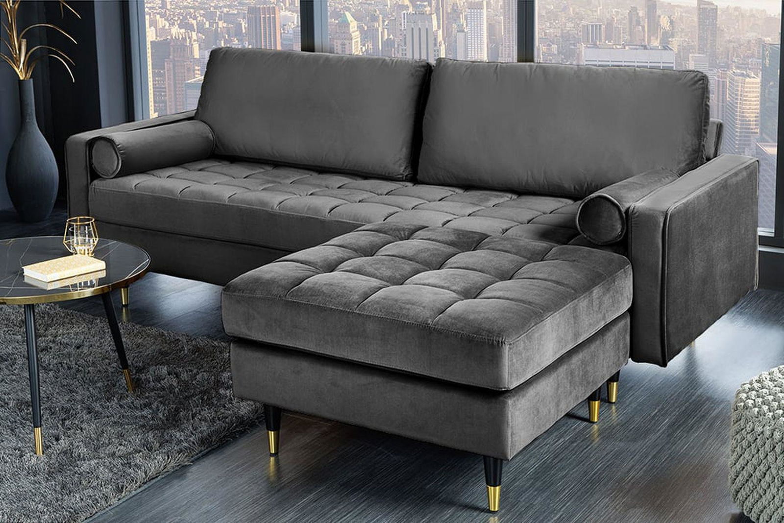 PUFA COZY VELVET SZARY AKSAMIT 80 CM / 43132 / INVICTA INTERIOR