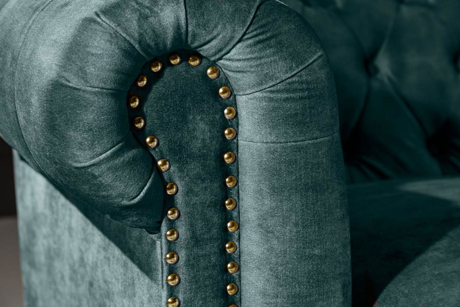 SOFA CHESTERFIELD 3 OSOBOWA AKSAMIT NIEBIESKI / 43091 / INVICTA INTERIOR