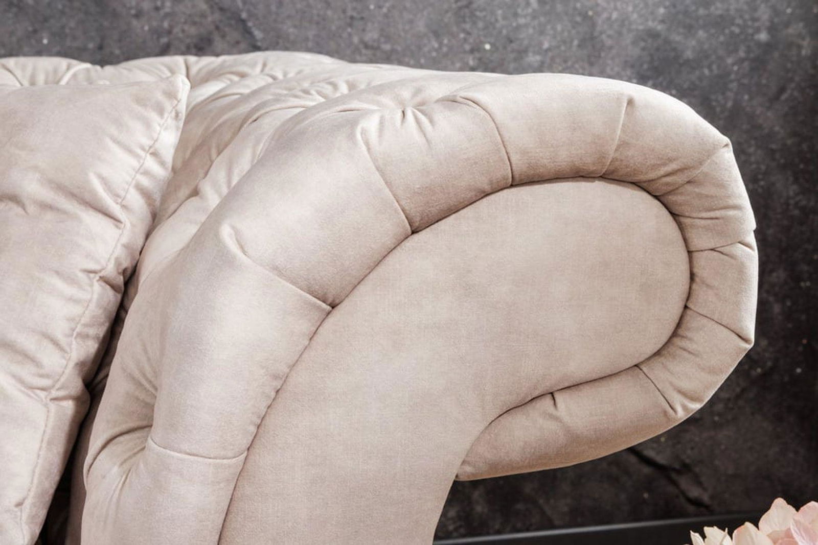 SOFA CHESTERFIELD PARIS BEŻOWY AKSAMIT 225 CM / 42662 / INVICTA INTERIOR