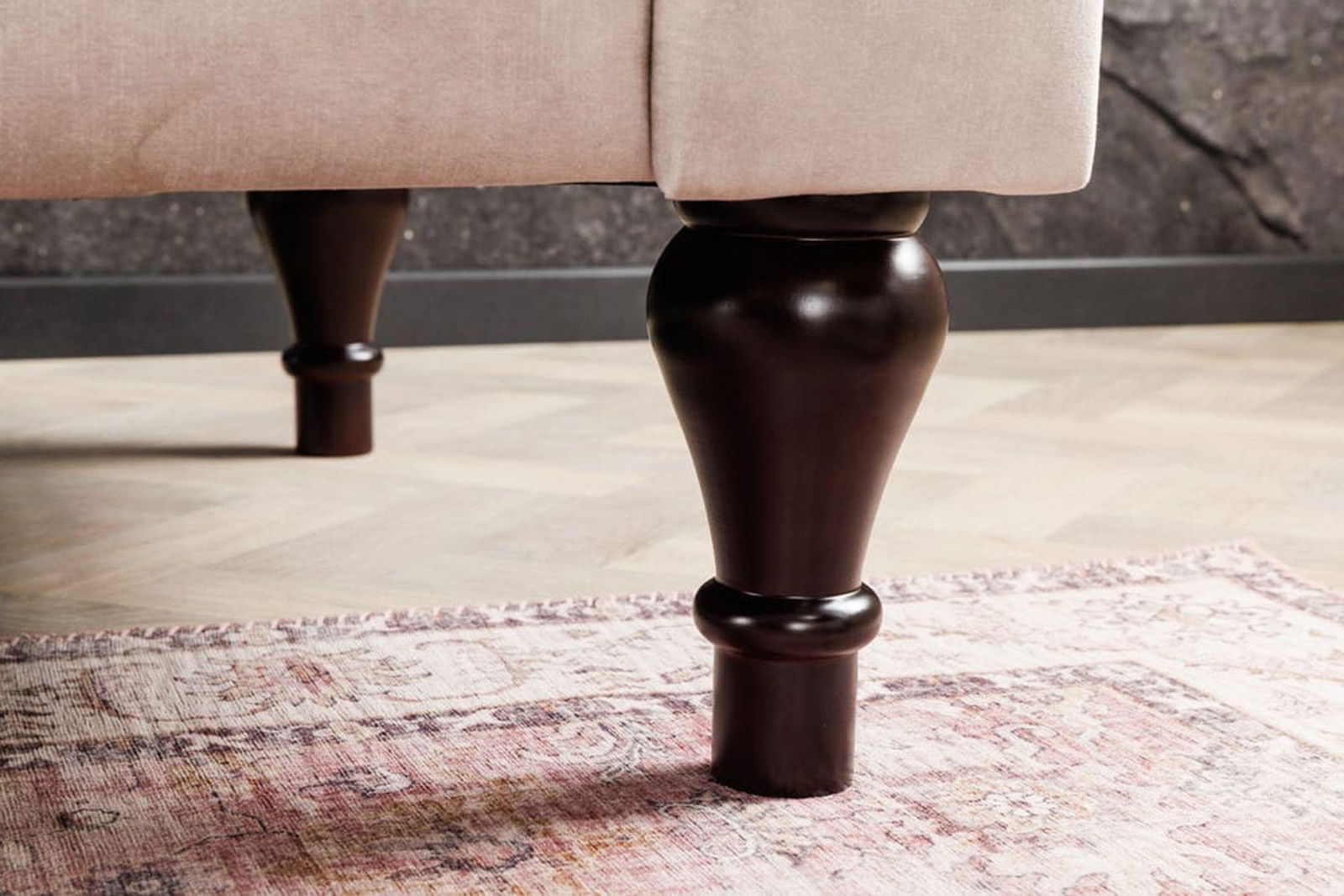 SOFA CHESTERFIELD PARIS BEŻOWY AKSAMIT 225 CM / 42662 / INVICTA INTERIOR