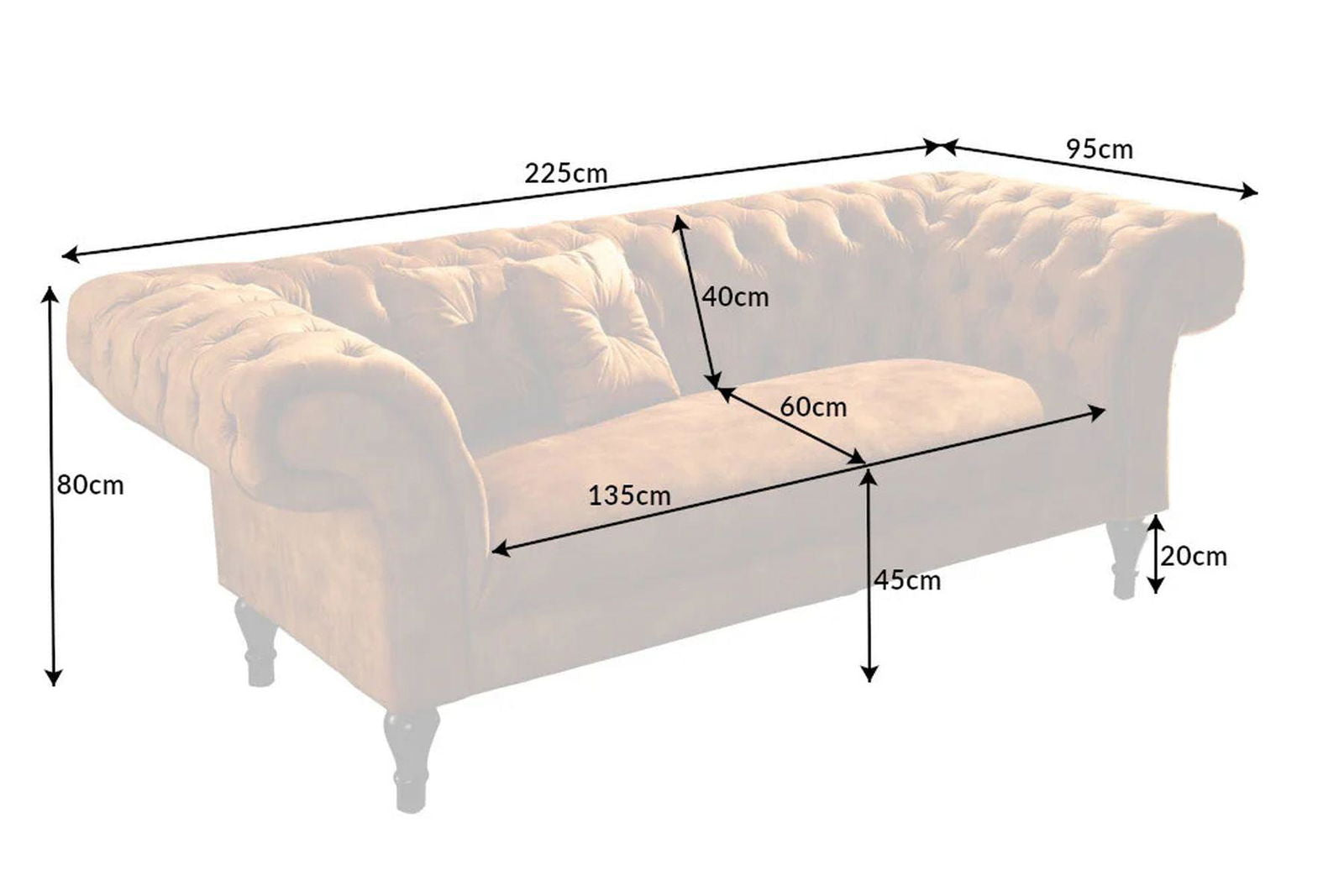 SOFA CHESTERFIELD PARIS MUSZTARDOWY AKSAMIT / 41249 / INVICTA INTERIOR
