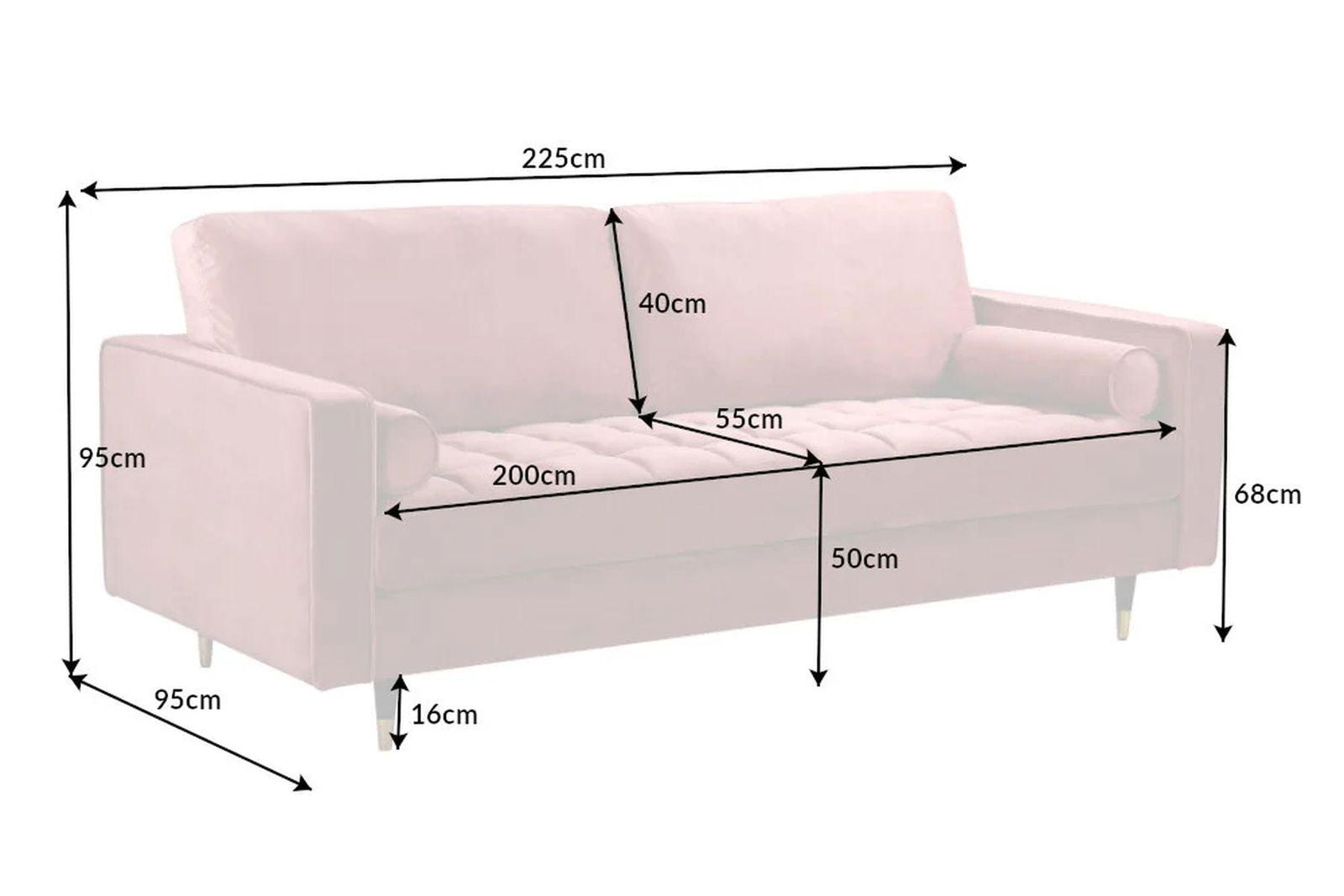 SOFA COZY VELVET RÓŻOWA / 41071 / INVICTA INTERIOR