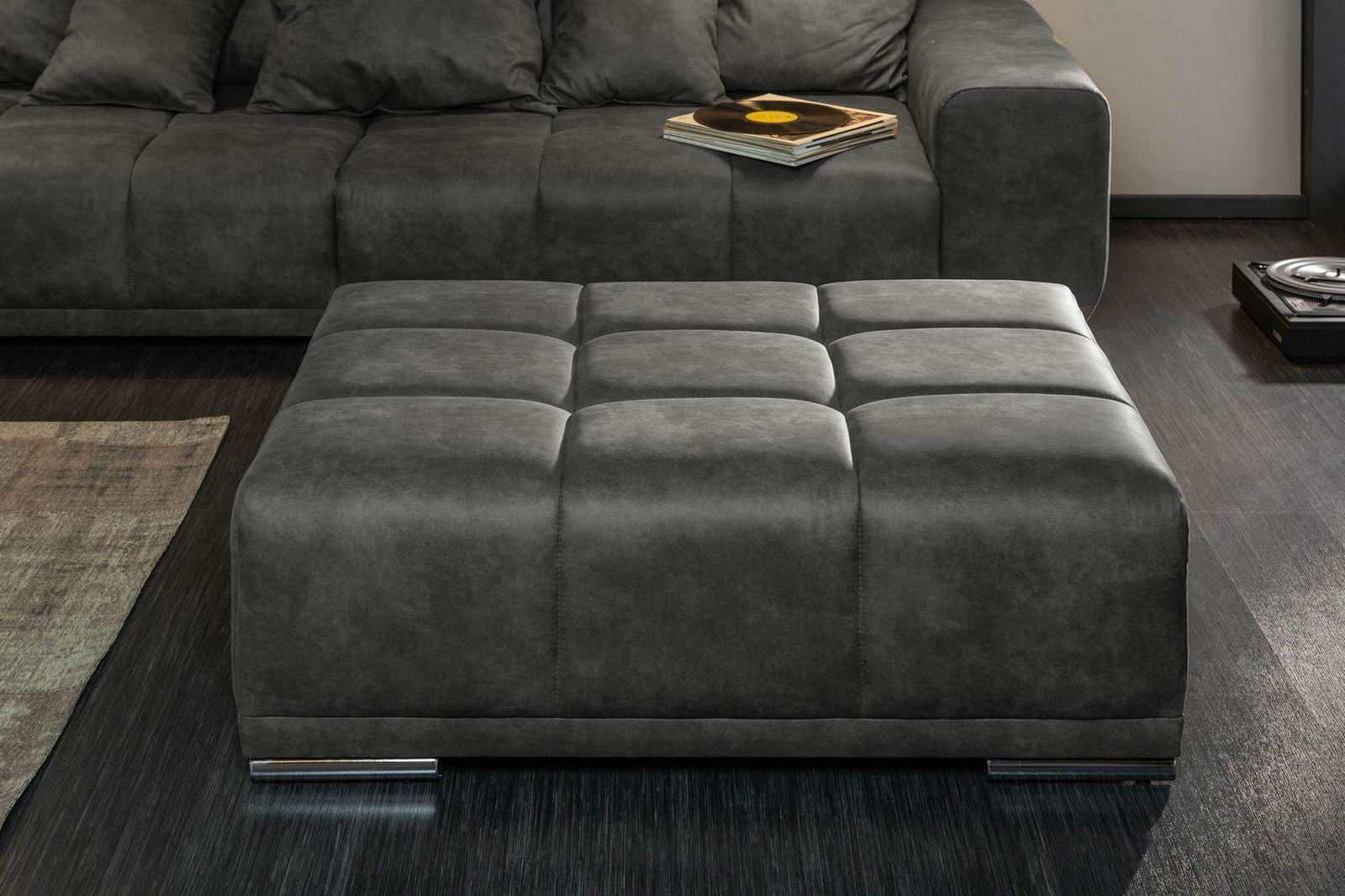 SOFA ELEGANCIA 280 CM ANTYCZNY SZARY / 40479 / INVICTA INTERIOR