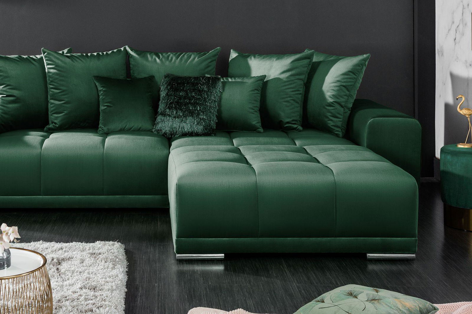 SOFA ELEGANCIA 280 CM SZMARAGDOWA ZIELEŃ / 40157 / INVICTA INTERIOR
