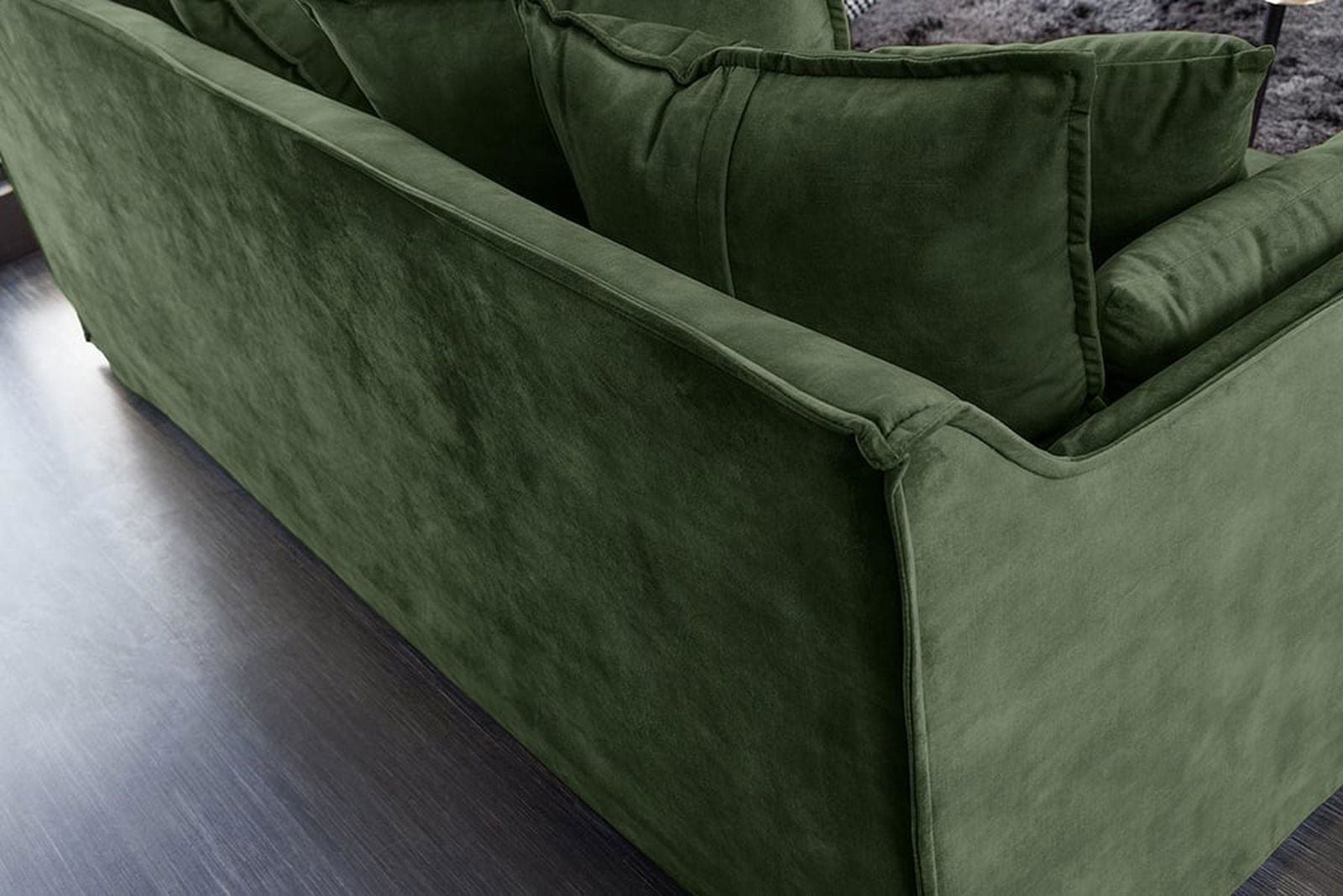 SOFA HEAVEN 3 OSOBOWA CIEMNOZIELONY AKSAMIT 215 CM / 40833 / INVICTA INTERIOR