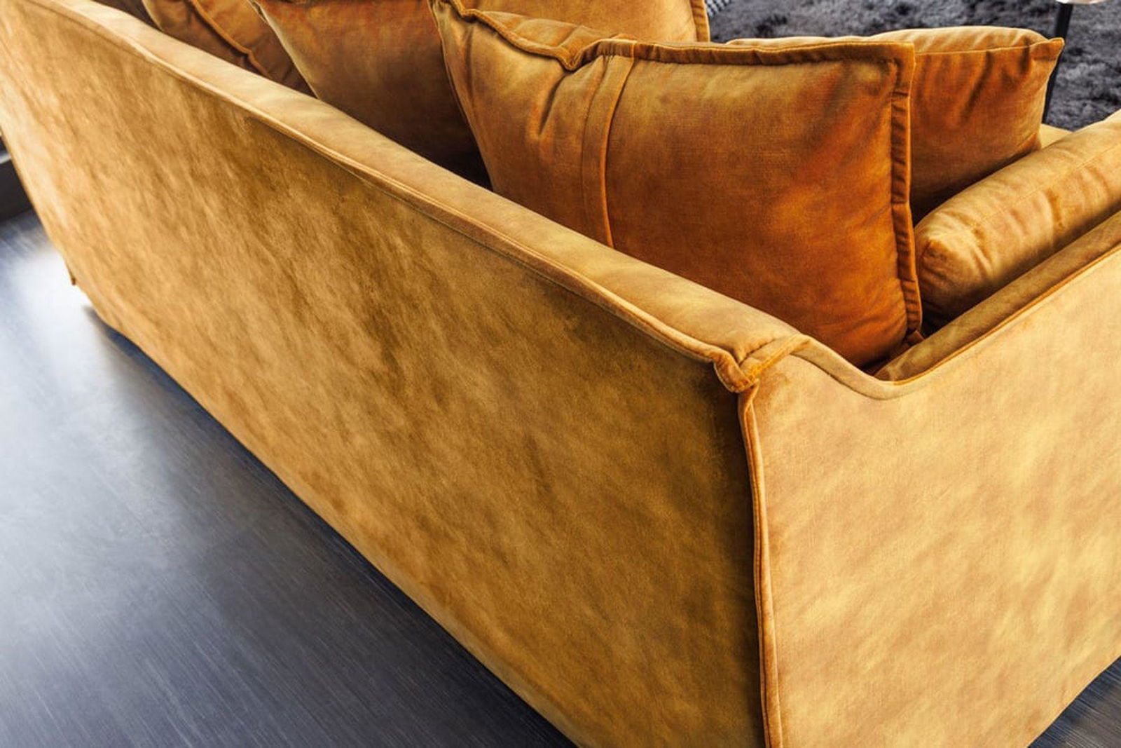 SOFA HEAVEN 3 OSOBOWA MUSZTARDOWY AKSAMIT 215 CM / 40831 / INVICTA INTERIOR