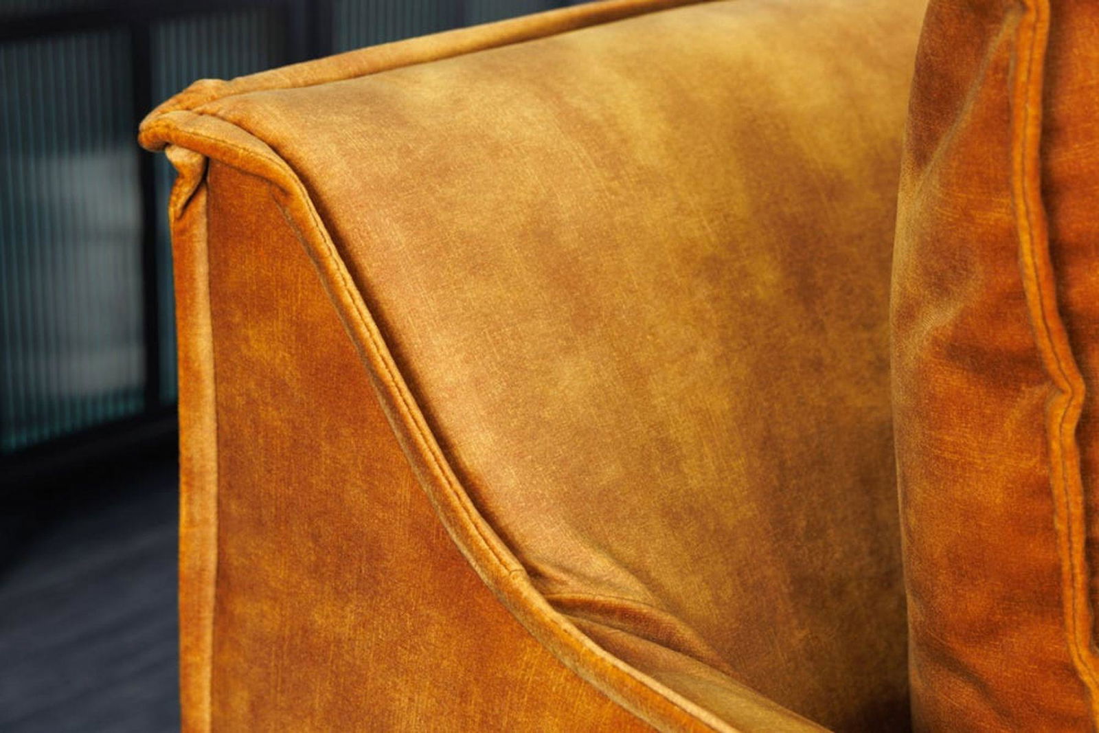 SOFA HEAVEN 3 OSOBOWA MUSZTARDOWY AKSAMIT 215 CM / 40831 / INVICTA INTERIOR