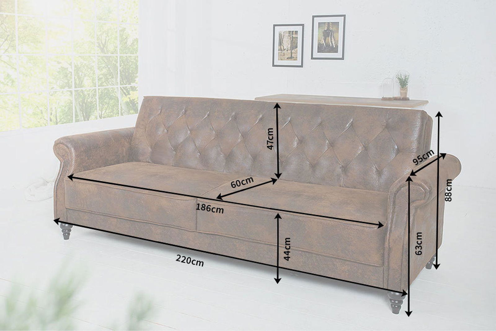 SOFA MAISON ANTYCZNY BRĄZ / 220 / 38535 / 40082 / INVICTA INTERIOR