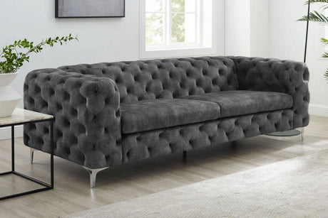 SOFA MODERN BAROCK 240 CM CIEMNOSZARY AKSAMIT / 41134 / INVICTA INTERIOR