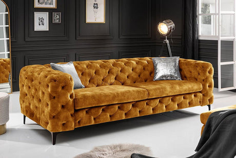 SOFA MODERN BAROCK ŻÓŁTY AKSAMIT 235 CM / 41298 / INVICTA INTERIOR