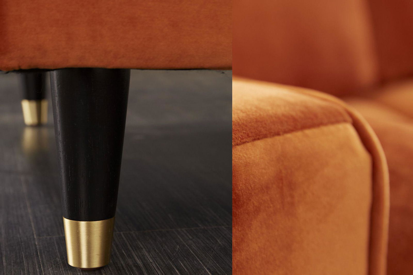 SOFA NAROŻNA COZY RUDA AKSAMIT / 40275 / INVICTA INTERIOR