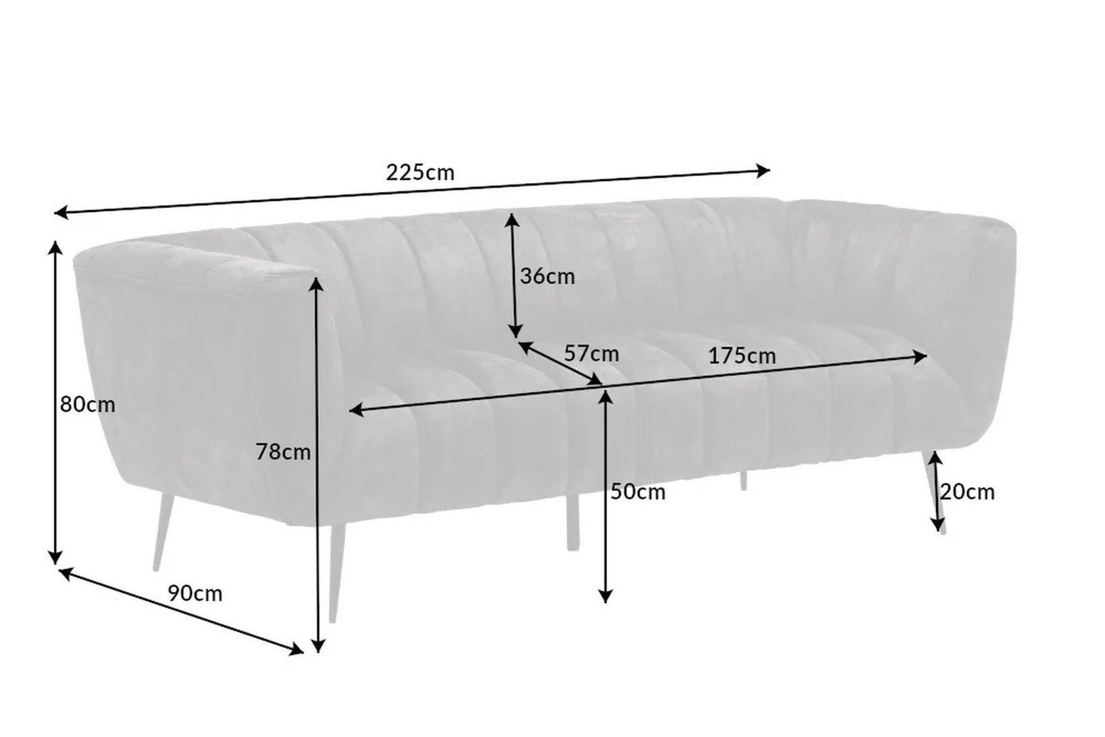 SOFA NOBLESSE 225 CM SZAMPAŃSKI AKSAMIT / 43266 / INVICTA INTERIOR