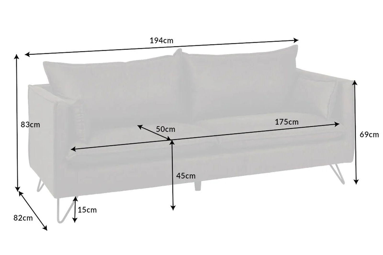 SOFA ROCCO 3 OSOBOWA SZARA RETRO / 41449 / INVICTA INTERIOR