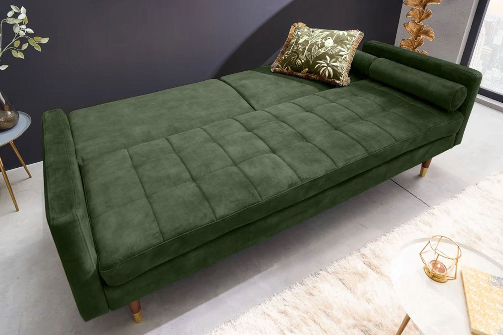 SOFA ROZKŁADANA COUTURE CIEMNA ZIELEŃ / 42493 / INVICTA INTERIOR
