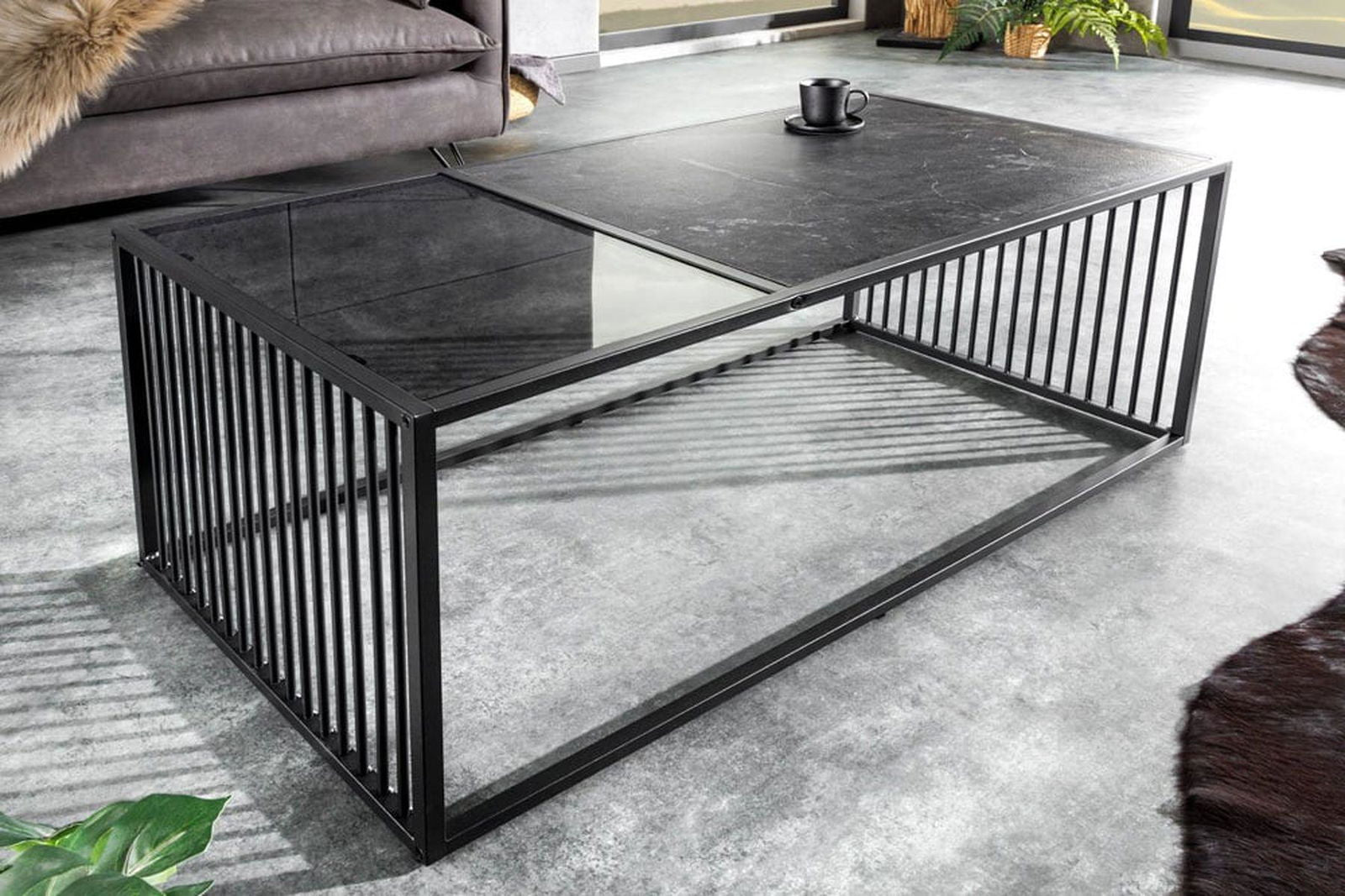 STOLIK ARCHITECTURE OPTYKA CZARNY MARMUR 100 CM / 43001 / INVICTA INTERIOR